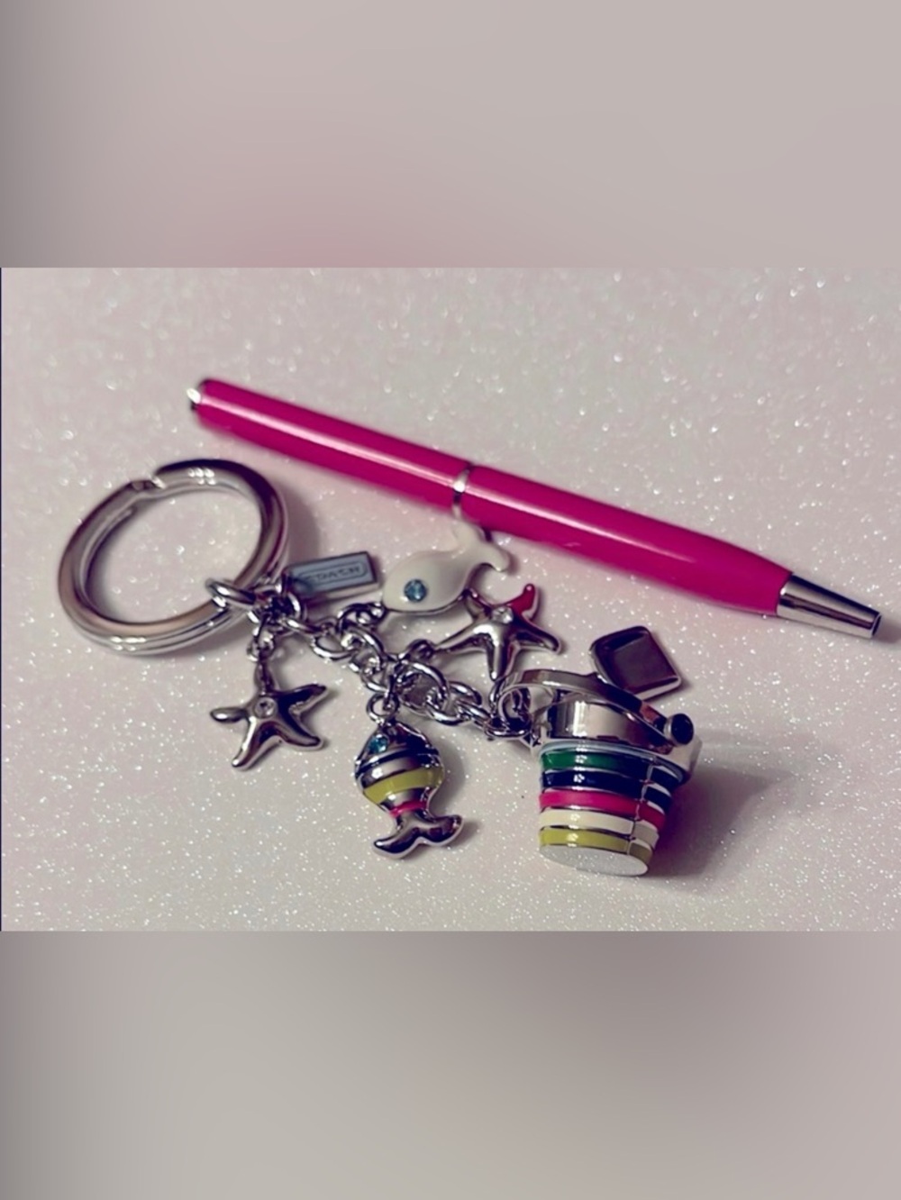 Coach Pink Charm Pen Keychain - Women's Accessory - Picture 2 of 6